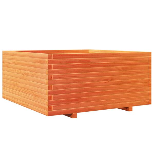vidaXL Jardinera madera maciza de pino marr&oacute;n cera 100x100x49,5 cm