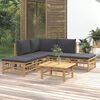 vidaXL Set de muebles de jardín 6 piezas bambú con cojines gris oscuro