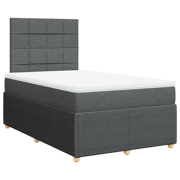vidaXL Cama box spring con colch&oacute;n tela gris oscuro 120x200 cm