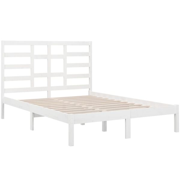vidaXL Estructura de cama sin colch&oacute;n madera maciza blanco 120x190 cm