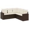 vidaXL Set comedor de jard&iacute;n 5 piezas y cojines rat&aacute;n sint&eacute;tico marr&oacute;n