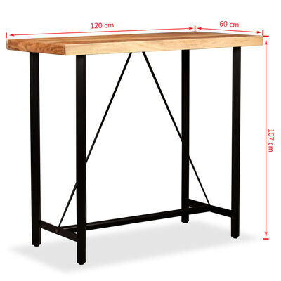 vidaXL Mesa de bar de madera maciza de acacia 120x60x107 cm