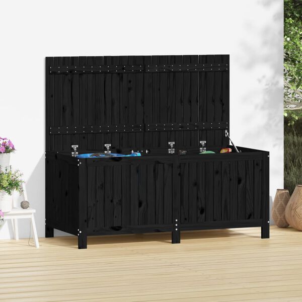 vidaXL Caja de almacenaje jard&iacute;n madera de pino negro 147x68x64 cm