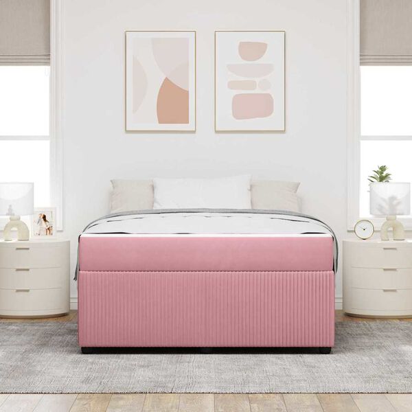 vidaXL Estructura de cama con colch&oacute;n Rosa 140 x 200 cm tela