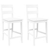 vidaXL Taburetes de bar 2 uds madera maciza blanca caucho