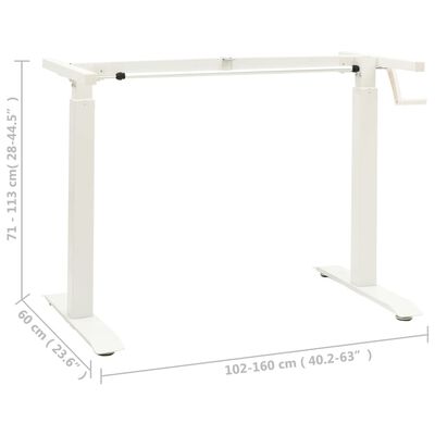 vidaXL Estructura de escritorio de altura ajustable manivela blanco