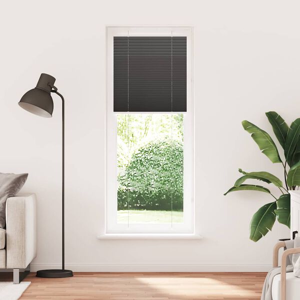 vidaXL Estor Plisado negro 75x200 cm Tela Ancho 74,4 cm Poli&eacute;ster