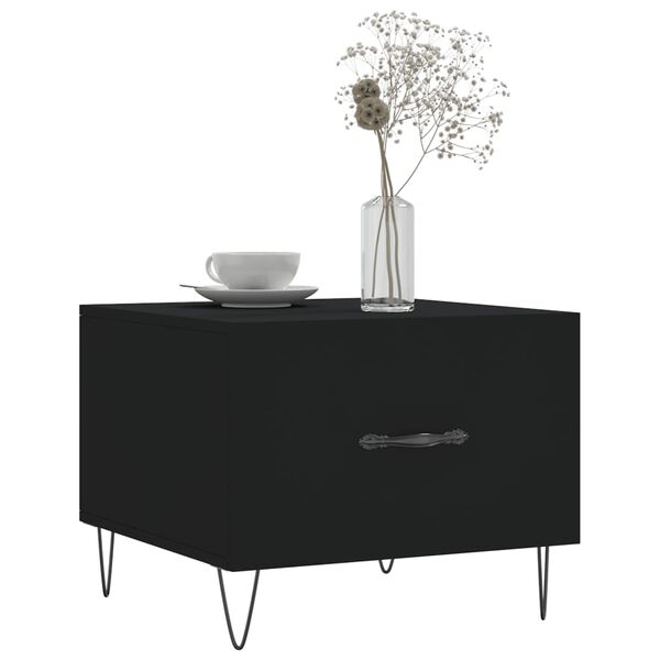 vidaXL Mesa de centro madera contrachapada negro 50x50x40 cm