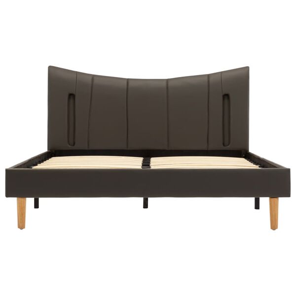 vidaXL Estructura cama y LED cuero sint&eacute;tico gris antracita 120x200 cm