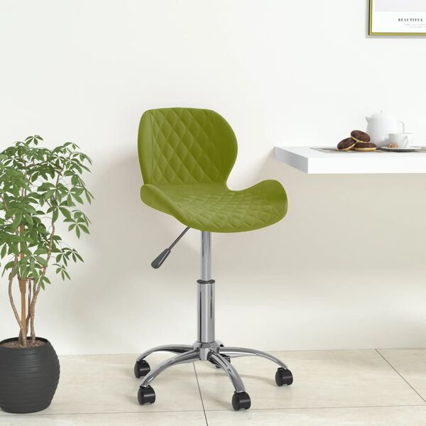 vidaXL Silla de oficina giratoria de terciopelo verde claro