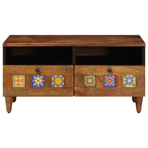 vidaXL Mueble de TV Nogal 70 x 33 x 46 cm Madera de mango maciza