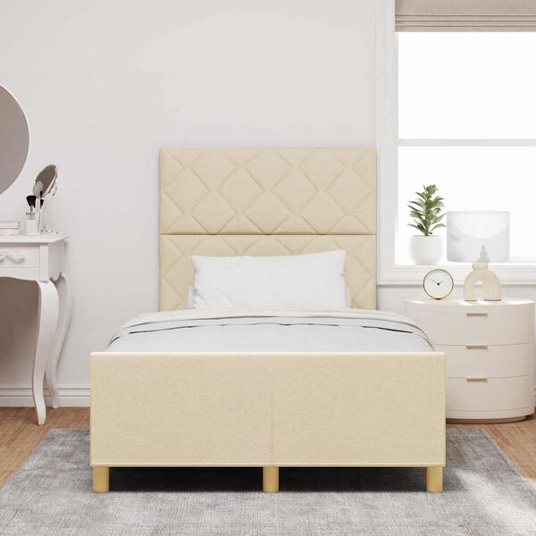 vidaXL Estructura de cama con cabecera Crema 120 x 200 cm tela