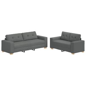 vidaXL Juego de sof&aacute; de 2 piezas con cojines, tela gris oscuro