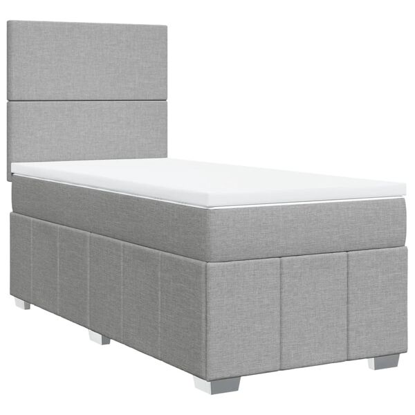 vidaXL Cama box spring con colch&oacute;n tela gris claro 90x200 cm