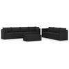 vidaXL Set muebles de jard&iacute;n 8 piezas y cojines rat&aacute;n sint&eacute;tico negro