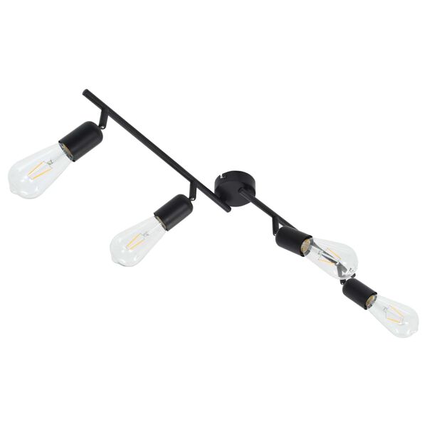 vidaXL L&aacute;mpara de focos con 4 luces negro E27 60 cm