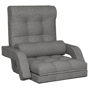 vidaXL Silla de suelo plegable con funci&oacute;n de cama de tela gris claro