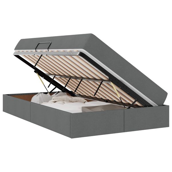 vidaXL Cama con almacenamiento y colch&oacute;n Gris oscuro 120 x 200 cm