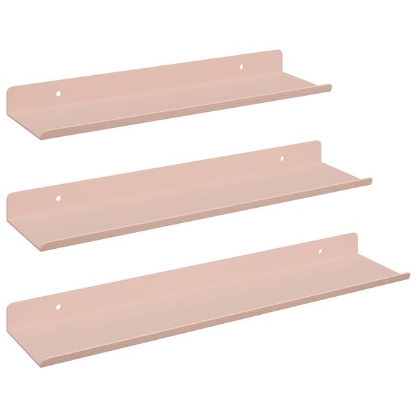 vidaXL Estante flotante 3 pcs Rosa 40 x 9 x 2,5 cm Acero