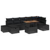 vidaXL Conjunto de sof&aacute;s de jard&iacute;n 8 uds. Negro rat&aacute;n sint&eacute;tico