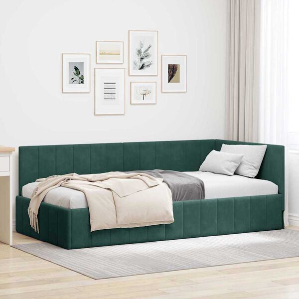 vidaXL Estructura de cama en esquina Verde oscuro 90 cm x 190 cm