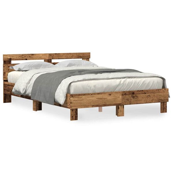 vidaXL Estructura de cama con cabecera Madera vieja 140 x 190 cm