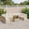 vidaXL Conjunto de sof&aacute; de jard&iacute;n 11 pcs Beige Polirat&aacute;n