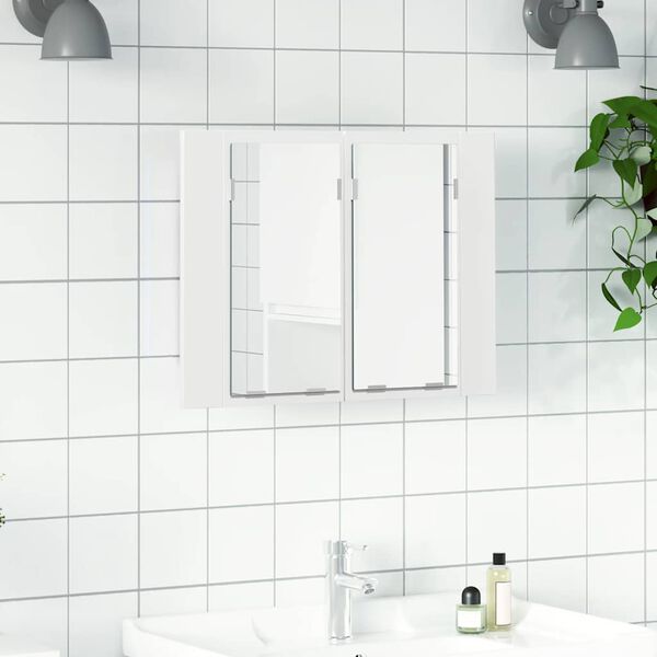 vidaXL Armario espejo de ba&ntilde;o con luz LED acr&iacute;lico blanco 60x12x45 cm