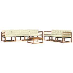 vidaXL Conjunto de sof&aacute;s de exterior con coj&iacute;n 8 pcs Natural y Crema