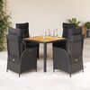 vidaXL Set de muebles jard&iacute;n 5 pzas con cojines rat&aacute;n sint&eacute;tico negro