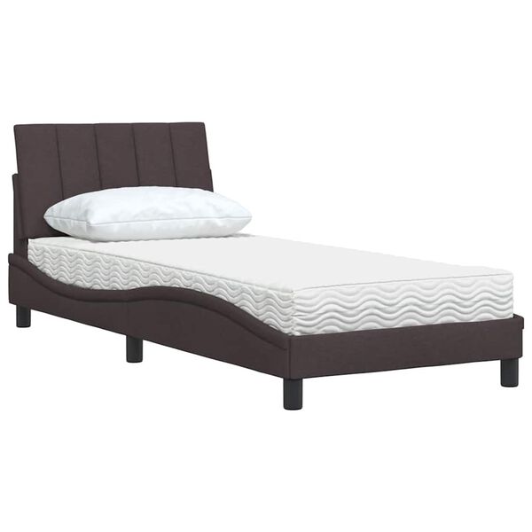 vidaXL Cama con colch&oacute;n Hanko tela marr&oacute;n oscuro 80x200 cm