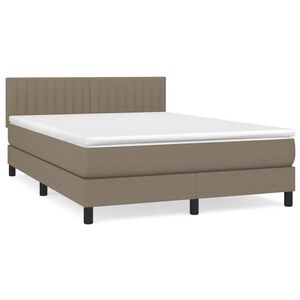 vidaXL Cama box spring con colch&oacute;n tela gris taupe 140x190 cm