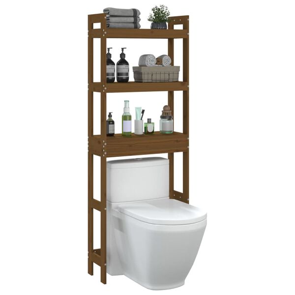 vidaXL Estante de baño madera maciza de pino marrón miel 63x26x171 cm