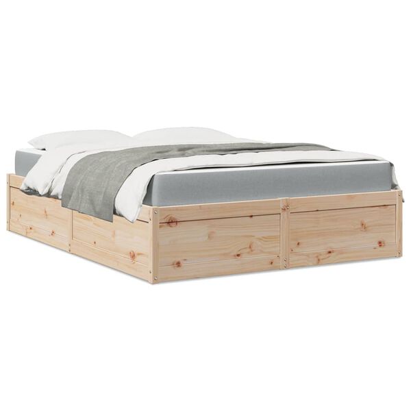 vidaXL Cama con colch&oacute;n madera maciza de pino 140x200 cm