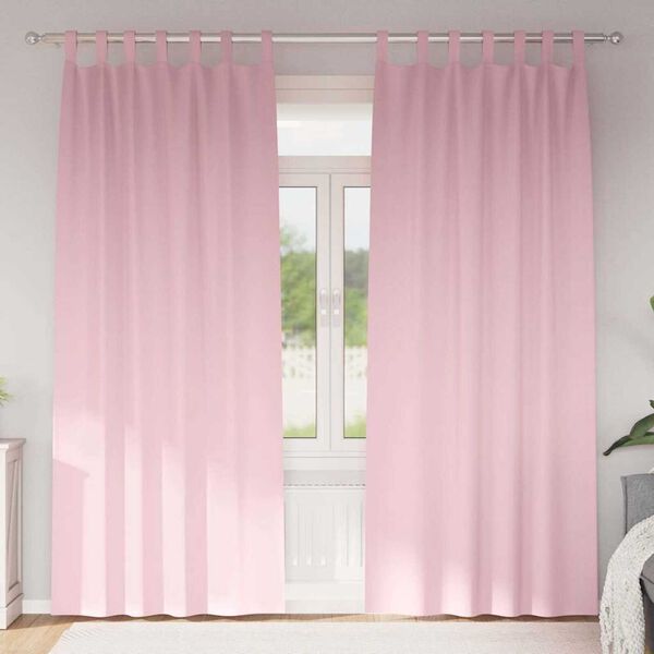 vidaXL Cortinas Opacas con Anillas 2 pcs Rosa Beb&eacute; 260 x 140 cm