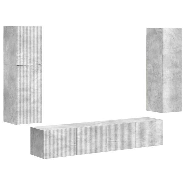 vidaXL Conjunto de mueble de TV 4 pcs Gris Concreto