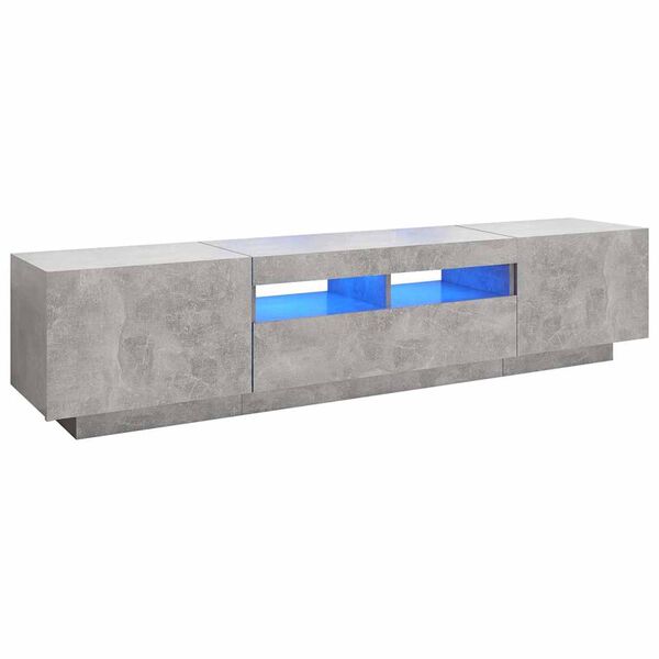 vidaXL Mueble para TV con luces LED gris hormig&oacute;n 180x35x40 cm