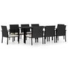 vidaXL Conjunto de comedor de jard&iacute;n 9 piezas rat&aacute;n sint&eacute;tico negro