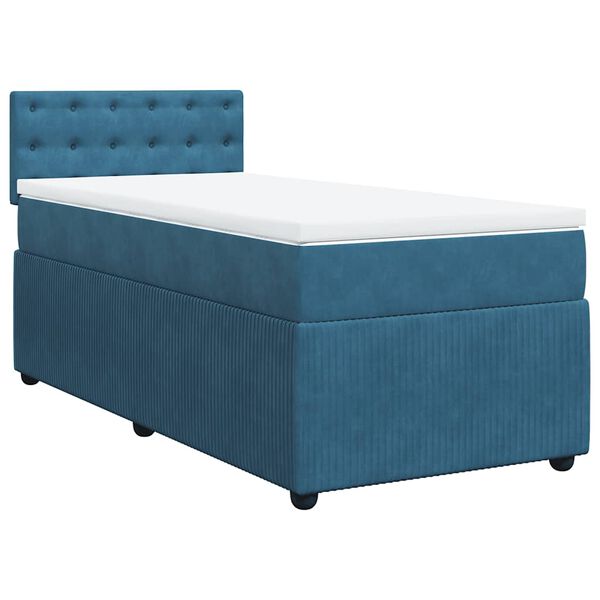 vidaXL Cama box spring con colch&oacute;n terciopelo azul 90x190 cm