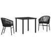 vidaXL Conjunto de Comedor de Jard&iacute;n 3 uds. Negro