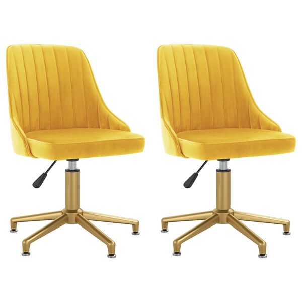 vidaXL Sillas de comedor giratorias 2 uds terciopelo amarillo