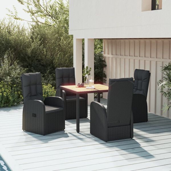 vidaXL Set de muebles jardín 5 pzas con cojines ratán sintético negro