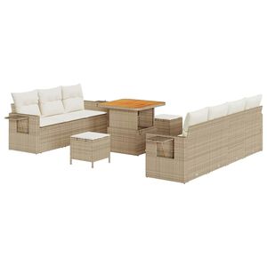 vidaXL Conjunto de sof&aacute; de jard&iacute;n con coj&iacute;n 10 pcs beige y crema