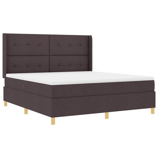 vidaXL Cama con Somier con colch&oacute;n Marr&oacute;n oscuro 180 x 200 cm tela