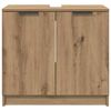 vidaXL Gabinete de Ba&ntilde;o con puerta Roble artesanal 64,5 x 33,5 x 59 cm