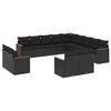 vidaXL Set de sof&aacute;s de jard&iacute;n y cojines 13 pzas rat&aacute;n sint&eacute;tico negro
