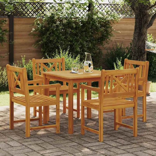 vidaXL Conjunto de Comedor de Jard&iacute;n 5 pcs Marr&oacute;n