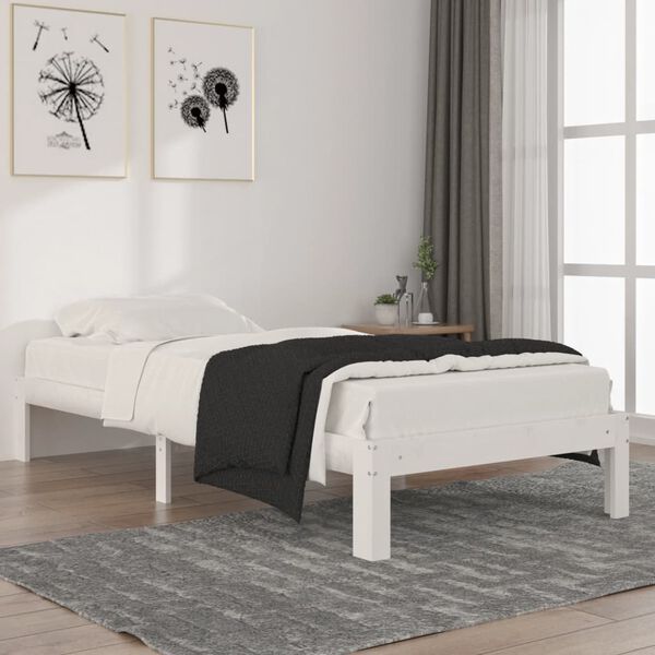 vidaXL Estructura de cama sin colch&oacute;n madera de pino blanca 90x200 cm