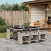 vidaXL Set comedor jard&iacute;n 7 pzas y cojines rat&aacute;n sint&eacute;tico gris claro