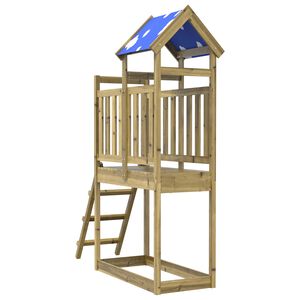 vidaXL Torre de Juego Marr&oacute;n Madera S&oacute;lida Impregnada